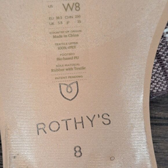 Rothys The Knot Taupe Stripe Slip on Flat Sandals Women's Size 8 (NWOB) - Picture 8 of 8